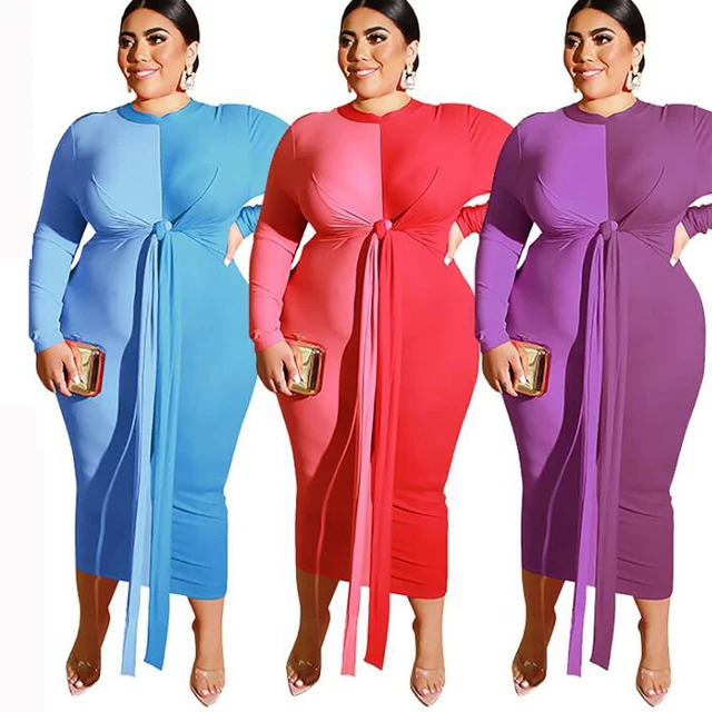 GX604A New women's tight-fitting hip color patchwork sexy strap long plus size casual maxi dresses