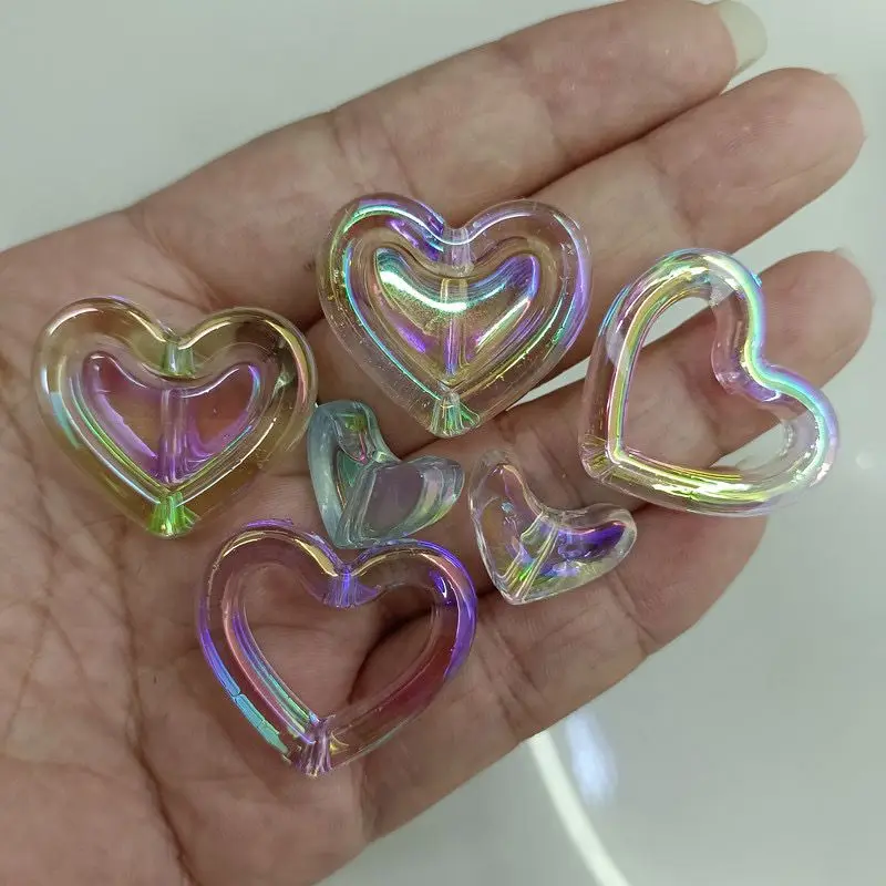 UV Coating Clear Hollow Heart Star Acrylic Beads for PensPhone StrapJewelry Making