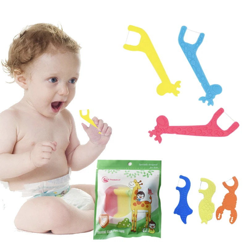 

Animal Dog/bear/giraffe/cola Shape Colored Kids Dental Floss Picks With Flavor, Customized
