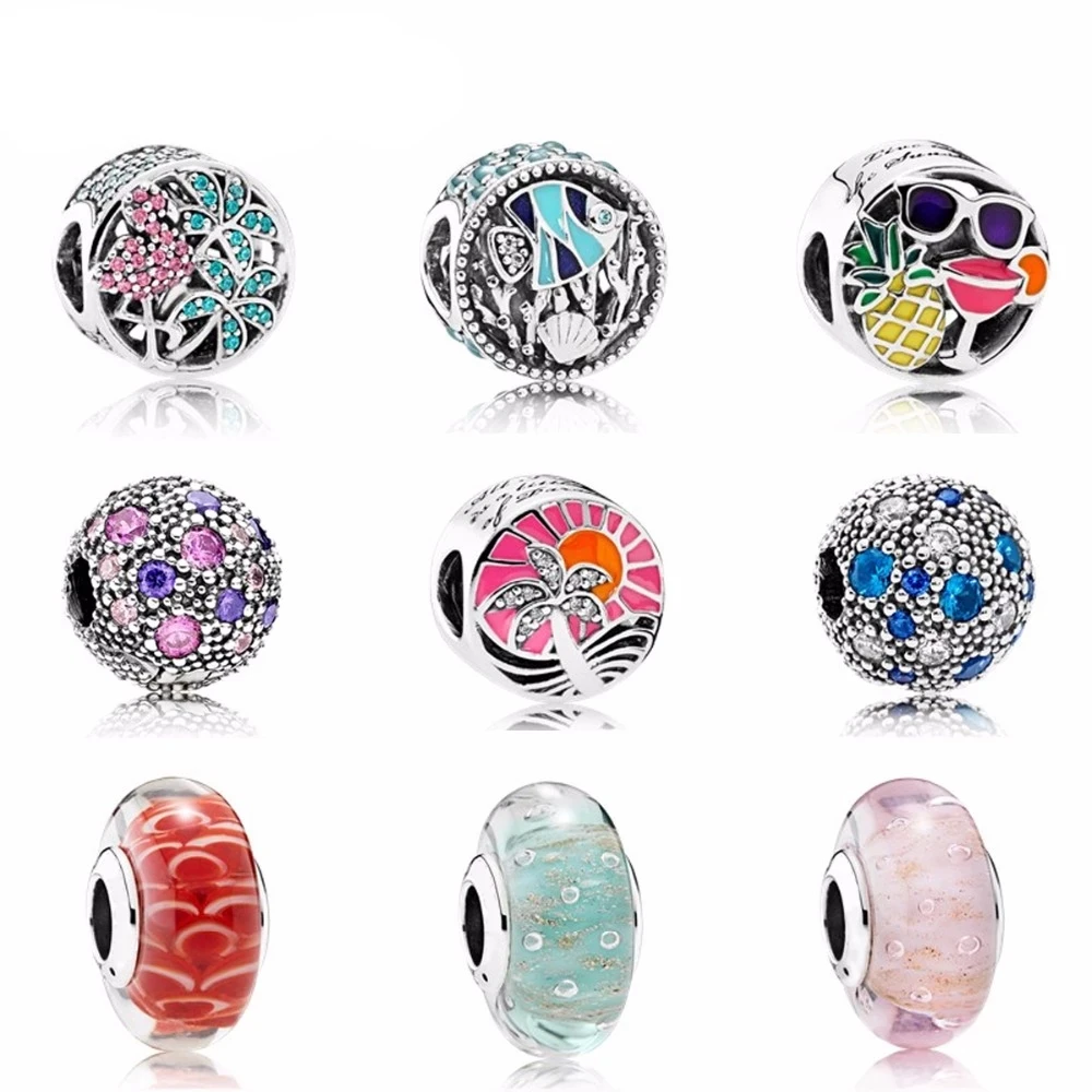 

NEW The sea Paragraph Charms Bead Fit Bracelets 100% 925 Sterling Silver Glass beads DIY bracelet The factory wholesale
