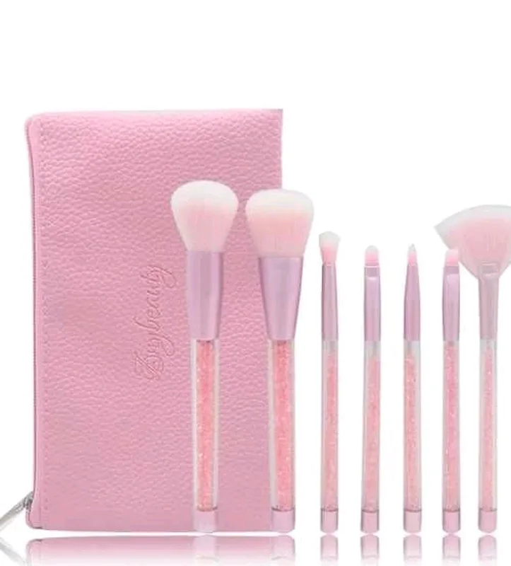 

High Quality Pink Crystal Makeup Brushes Set Custom Logo Wholesale Foundation Eyeshadow Make Up Brushes Kit