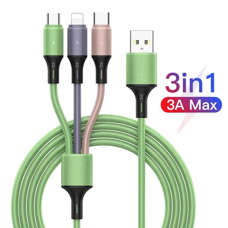 

120cm 3 in 1 USB Charge Cable for iPhone 3A Micro USB Type C Cable 3in1 2in1 Portable Charging Cable For iPhone X 8 Samsung S9