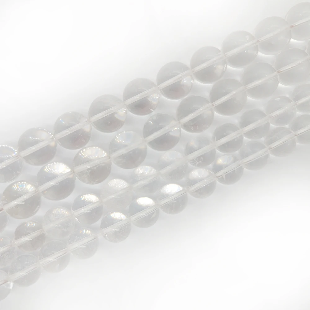 4681012mm Natural Burst White Clear Quartz Crystal Gemstone Round Loose Beads for Jewelry Making