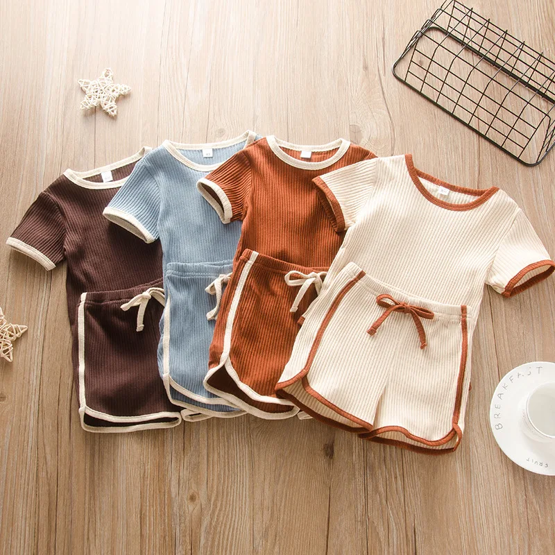 

Soft Cotton new baby clothes sets infant boutique tank top set casual toddler clothes outfit summer
