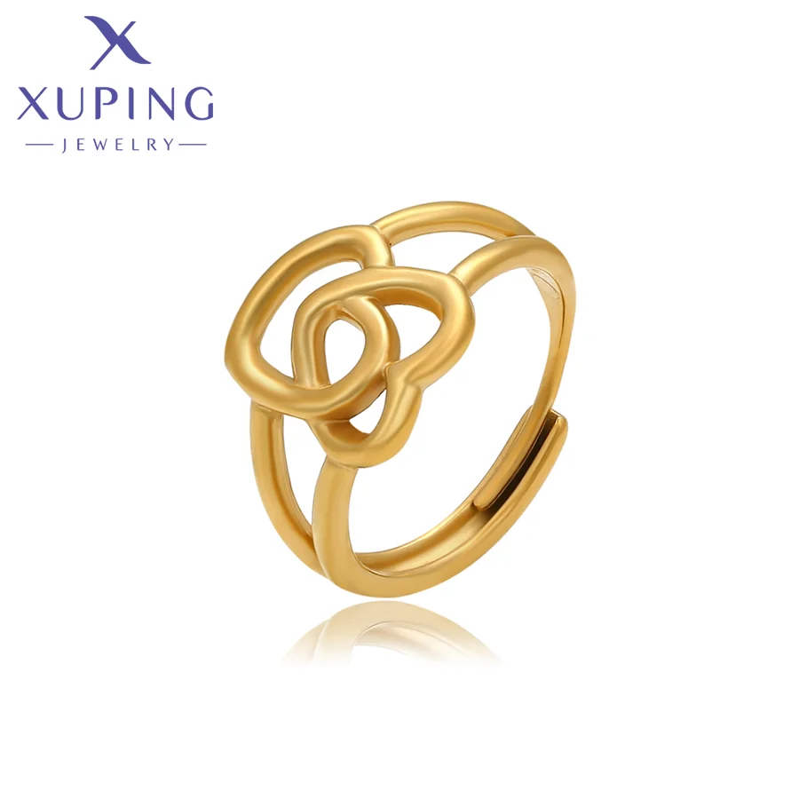 

YXR-264 Xuping Jewelry24K gold elegant Ancient/Royal Fashion Adjustable Hollow double love heart ring stainless steel ring