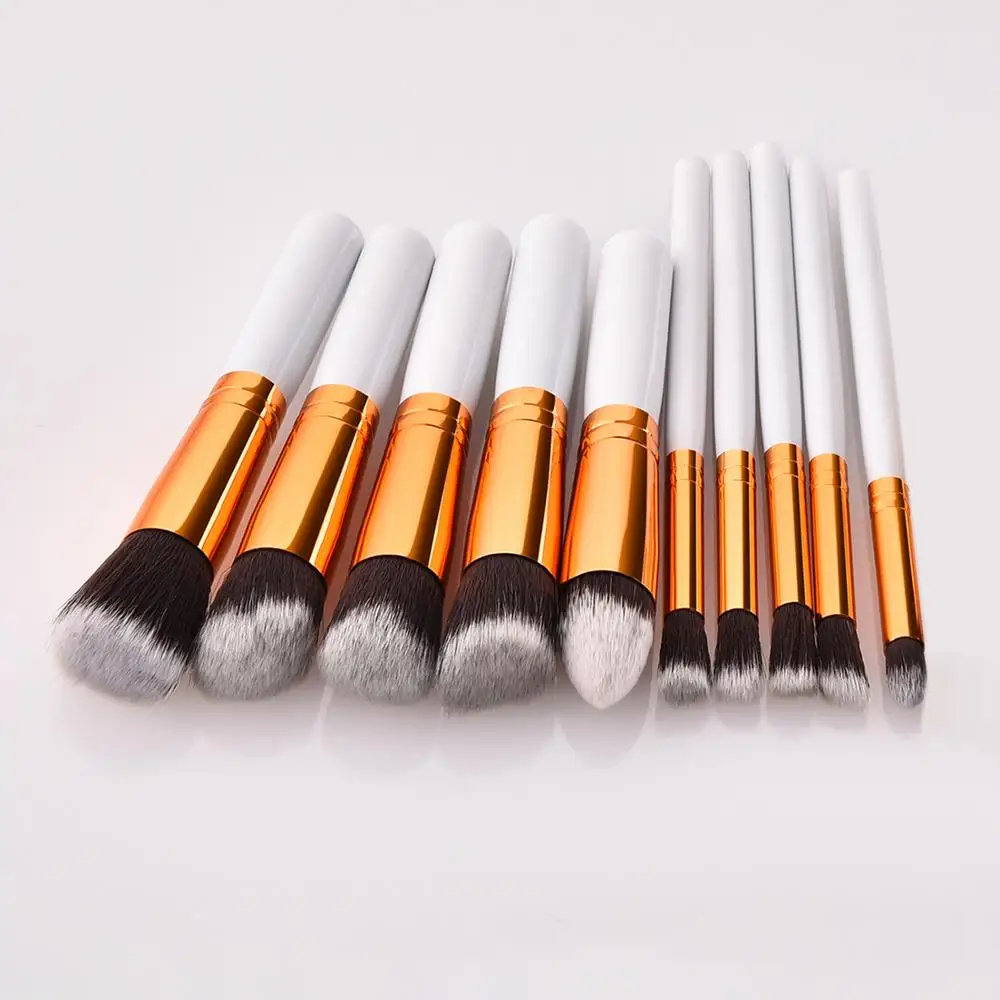 
Professional 10 White Gold Makeup Brush Set Manufacturer China 