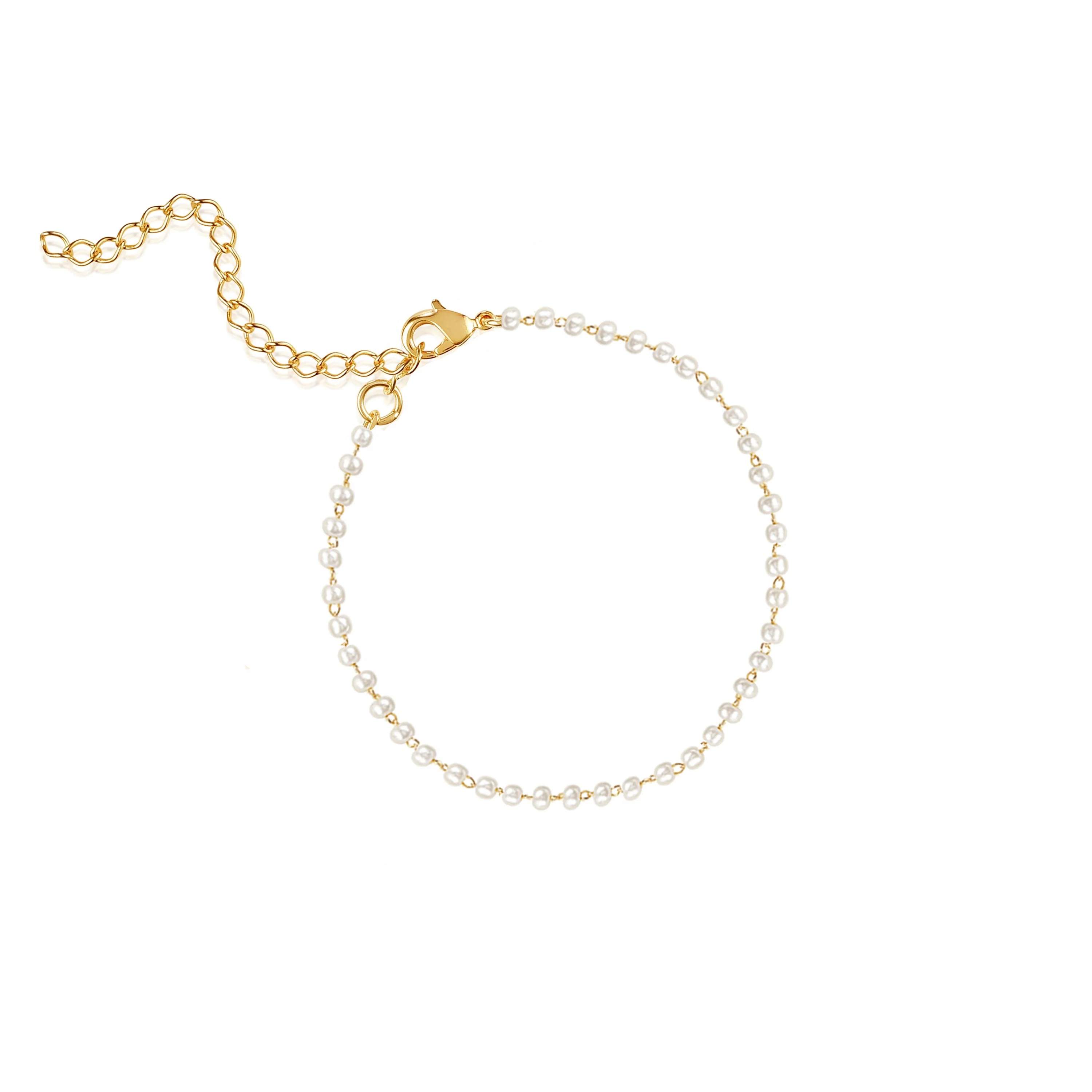 

Yadoo Vermeil Jewelry Fashion Design 925 Sterling Silver 18k Gold Plated Women Delicate Pearl High Quality Chain Bracelet, Vermeil,silver,rose gold