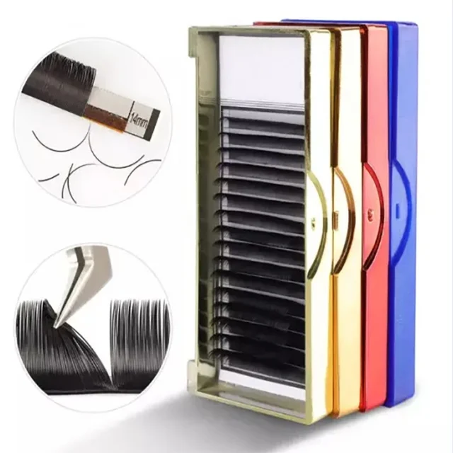 

whoesale handmade 6-25mm ib individual eyelash extensions russian eyelash extension russian fan, Black red green