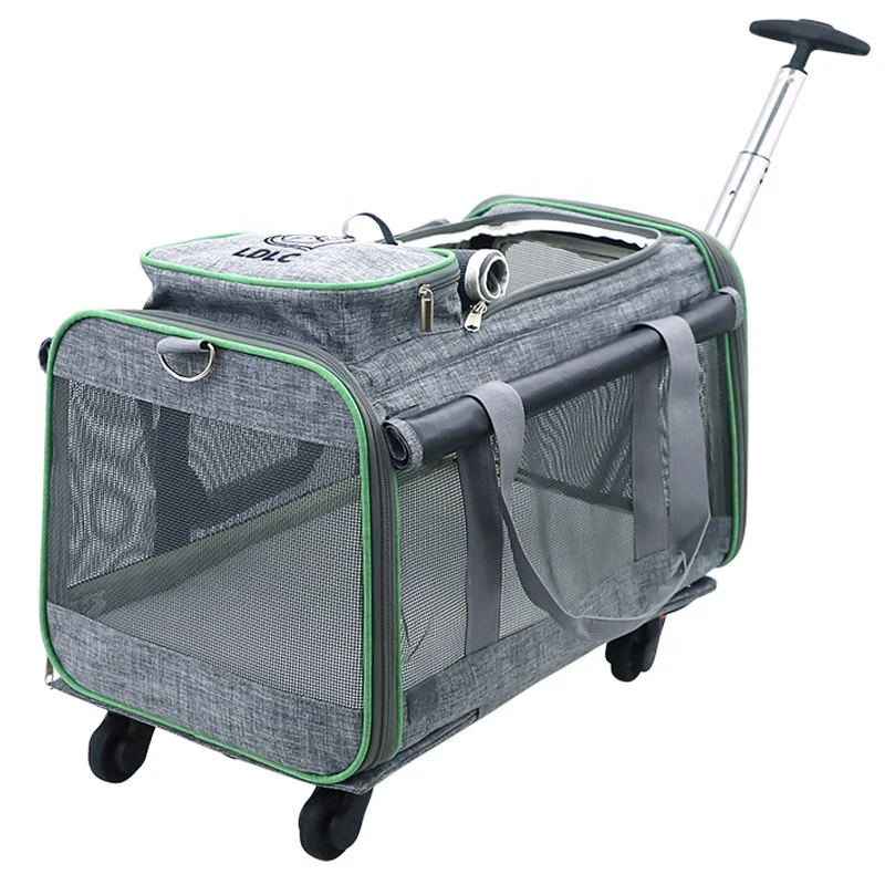 

pet travel rolling luggage carrier bag large capacity middle size 4 wheeled pet carrier dog carrier with wheels, Light gray, grey, dark gray, blue,green, pink