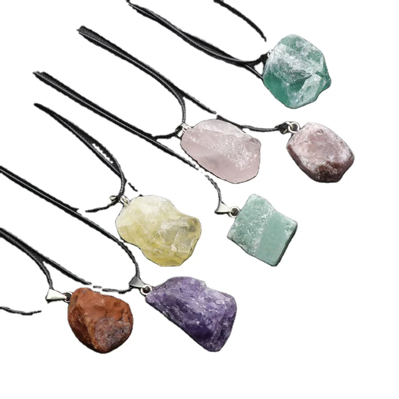 

natural Raw Crystal Pendants Natural Stone Charms rough jewelry irregular shape Gemstone Supplies necklace pendant