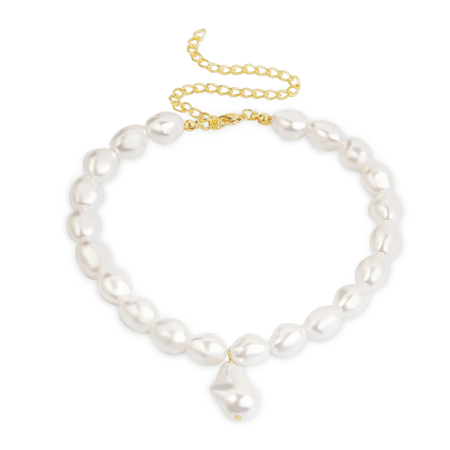 

Hainon Pearl Necklace Chunky Chain Link Pearl Choker Necklace Gift for Women