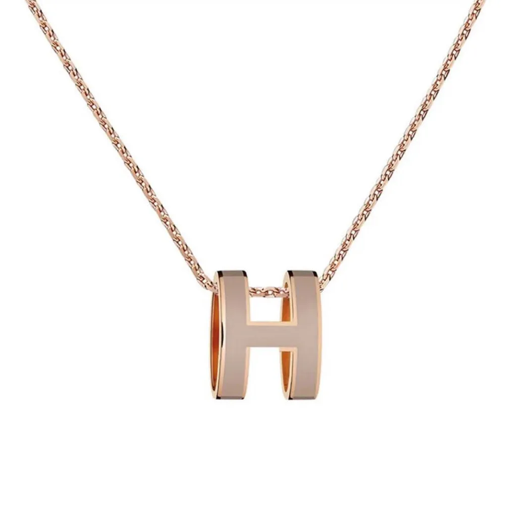 

H Letter enamel necklace ear stud rose gold h Hot necklace for women