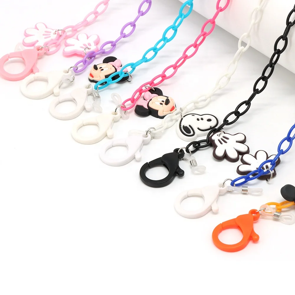 

Durable Abs Cute Cartoon Mouse Rubber Charm Boys Girls Kids Facemask Lanyard Masking Strap Glasses Cords Sunglasses Holder Chain, As shown or customized