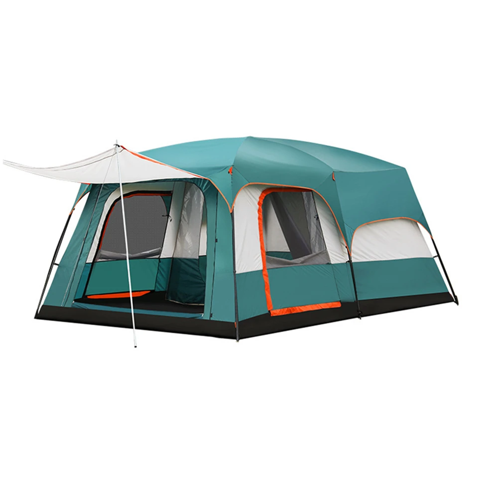 

For 2 3 4 Person Outdoor Anti Rain Waterproof Tent and Big Rooms Family Light Camping Tents, Brown, blue, orange, green or as customized