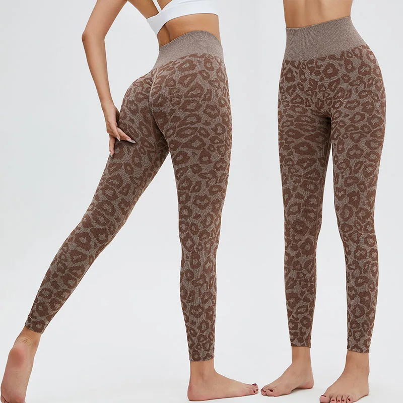 

SHINBENE Leopard Printed High Waisted Leggings Seamless Yoga Leggings Women Butt Scrunch Leggings