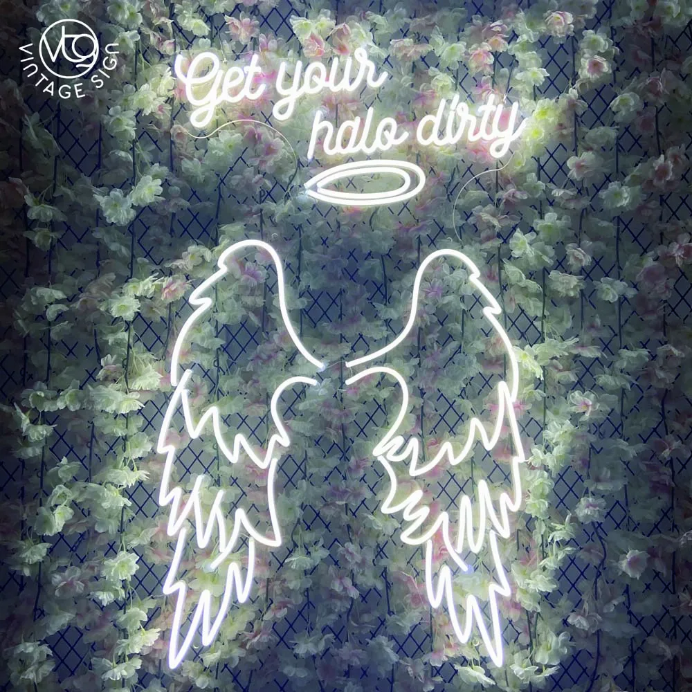 Hot sales New custom neon sign board 'angel wings' neon light for wedding home party studio bar for store Led neon light letters