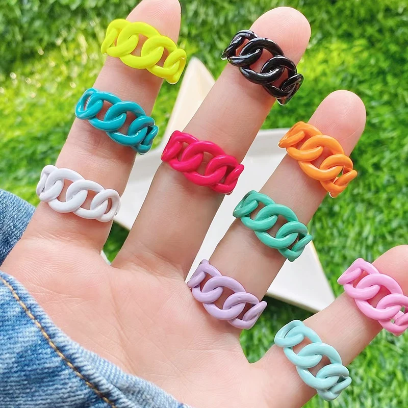 

2021 Latest Rainbow colors wire warp Rings brass plaint multi color rings Summer color Rings jewelry gift for lady 51677