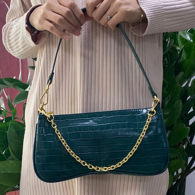 

2021 Hot Brand Desginer Bag Women Crocodile Leather Handbag Fashion Lady Two Straps Leather Shoulder Bag