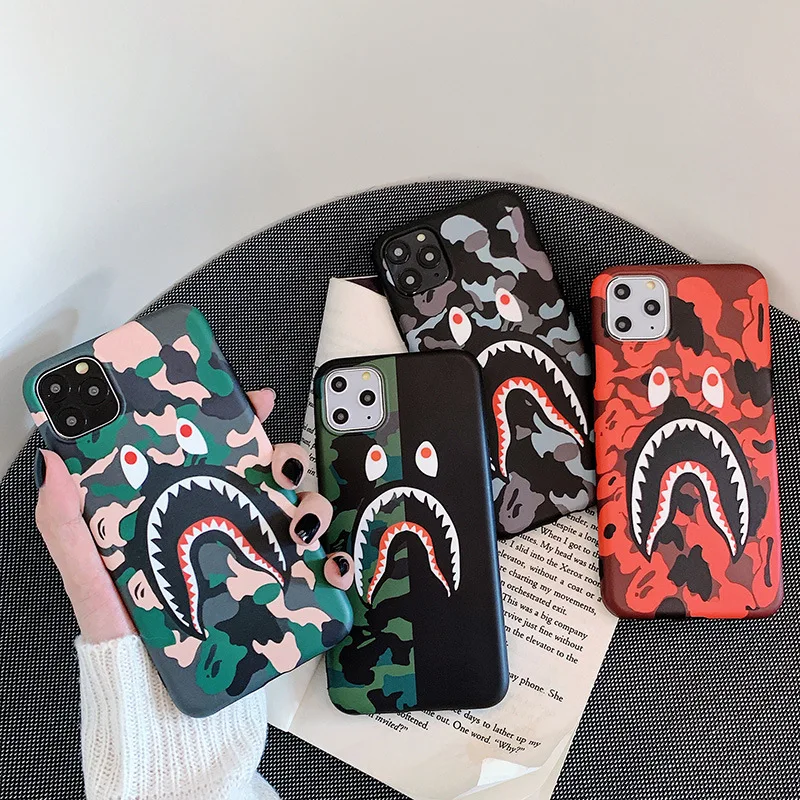 

Free Shipping Bape Aape Camo shark Trendy case for iphone 12 pro 11 pro max x 8 7 Ape Camouflage Cover, Colorful