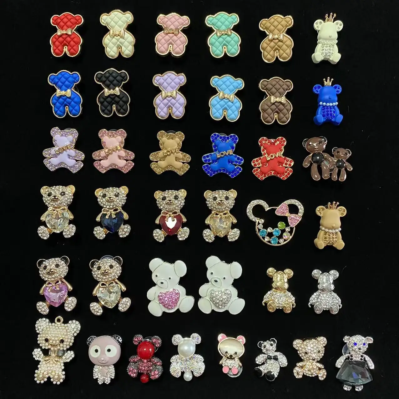 

Wholesale Teddy Bear Croc Charms For Croc Decorations Metal Bling Diy Hot Sale High Class Metal With Diamond Designer Shoe Charm, Picture