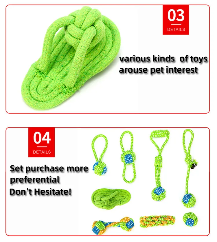 Durable Natural Hemp Rope Interactive Pet Dog Toy Cotton Rope Hemp Dog Toy Set