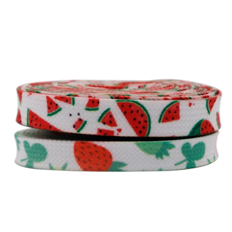 

XuanSi Manufacturer Wholesale Novel Design Support Custom Heat Transfer Printed Fruit Logo Sweet Strawberry Shoelaces, Customized