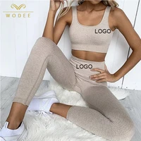 

Women 2 piece outfit gym workout sets seamless leggings and bra set