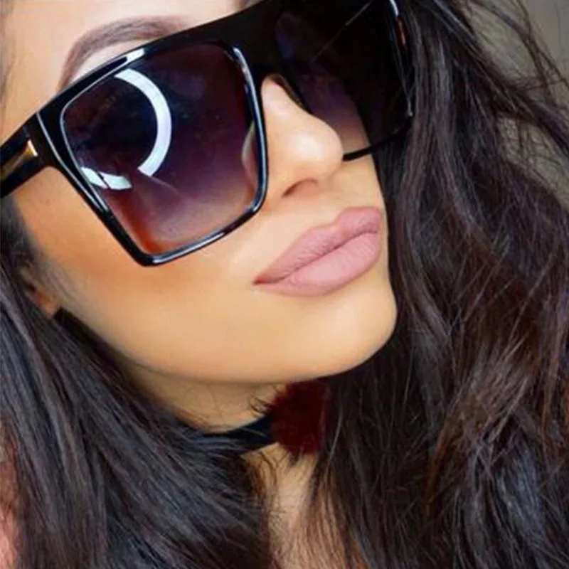 

EESER 2021manufactor low price trend oversize Frame Sun glasses Square bright black personalized Sunglasses women