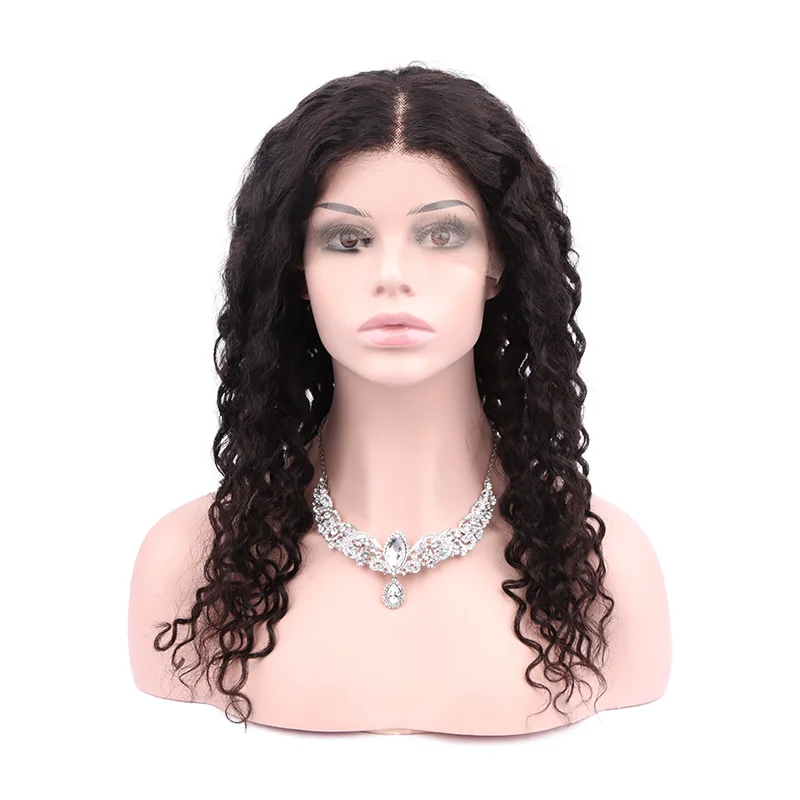 

Wholesale Raw Indian Virgin 180% Density Human Hair Natural Color Deep Curly Transparent Lace Front T Part Wigs For Black Women
