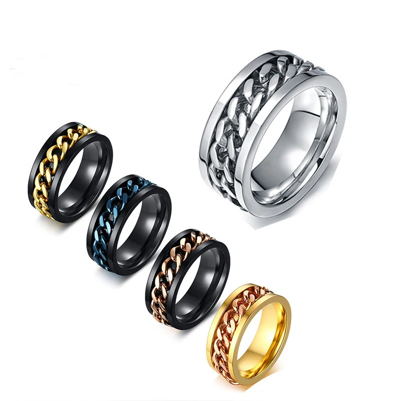 

The Punk Rock Style Stainless Titanium Steel Rings For Cool Men