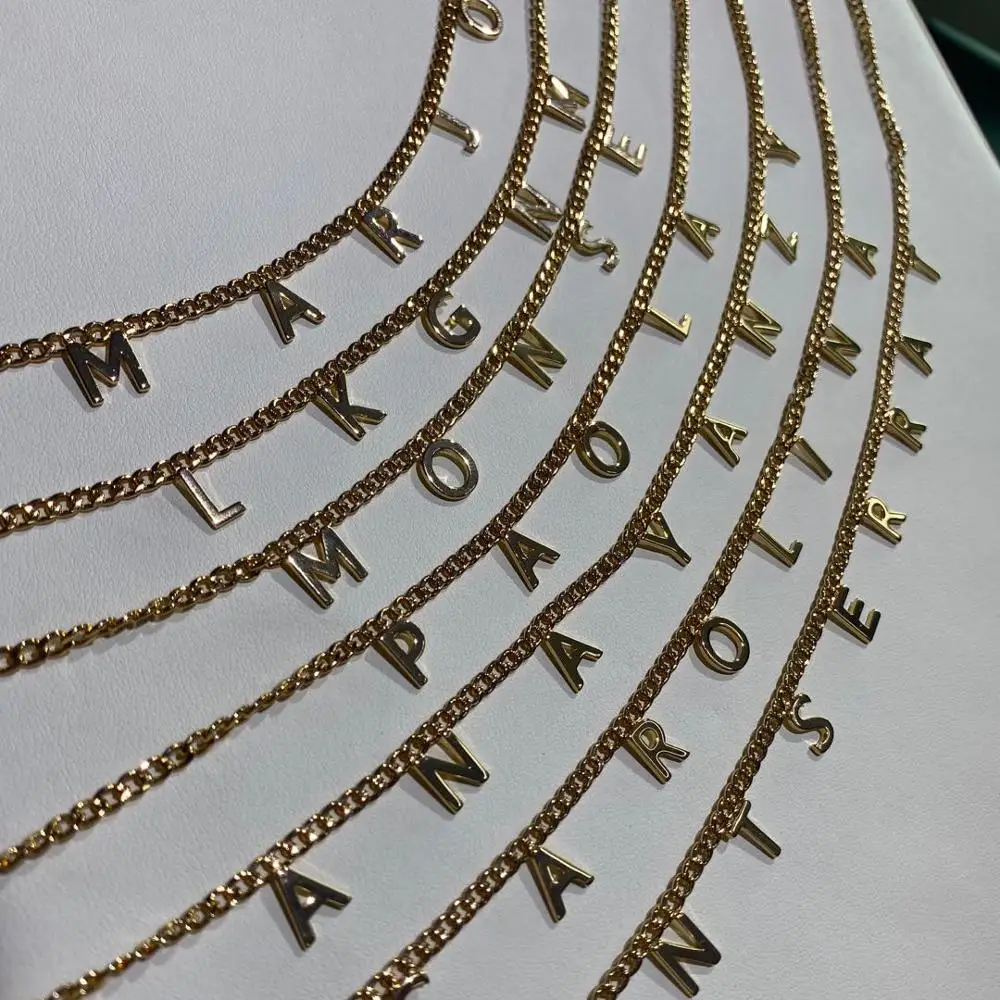 

2020 New wholesale letter Stainless Steel Jewelry Chain Charms Pendants Necklaces Men Women Gift Custom