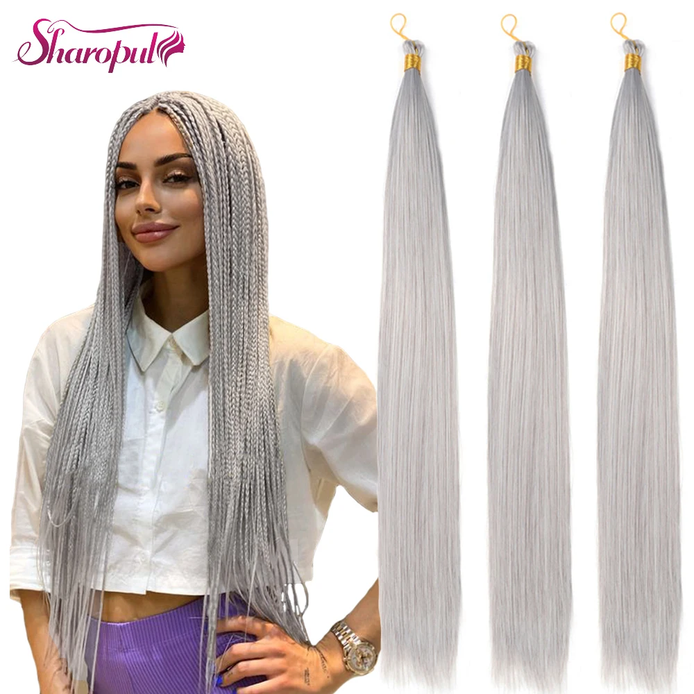 Silky Bone Straight Crochet Braids High Temperature Fiber 24inch Hair Extensions Grey Smooth Soft Braiding Wholesales Women