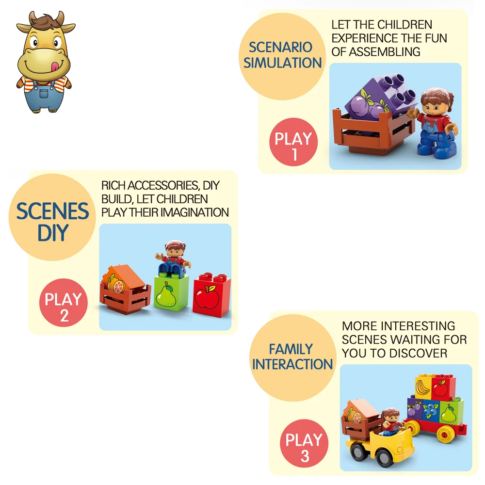 High Quality Building Blocks Education Diy Plastic Fruit Cart Bricks