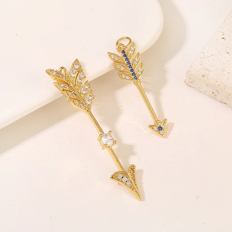 

DIY Jewelry Accessories Brass 14K Gold Plated Cubic Zirconia Arrow Shape Necklace Pendant