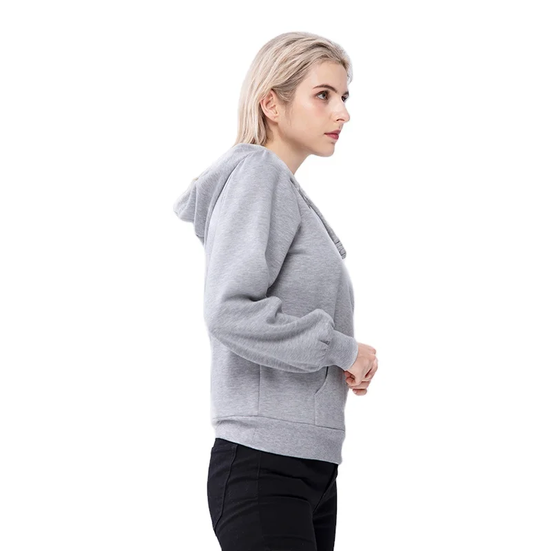 

Ladies Casual Loose Long Sleeve Solid Color Women Custom Cotton No Strings Pullover Hoodies