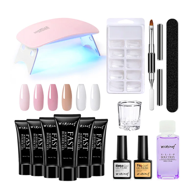 

Wholesale Private Label Nail Extension Acrylic Poly UV Gel Kit With UV Led Lamp, Colors set