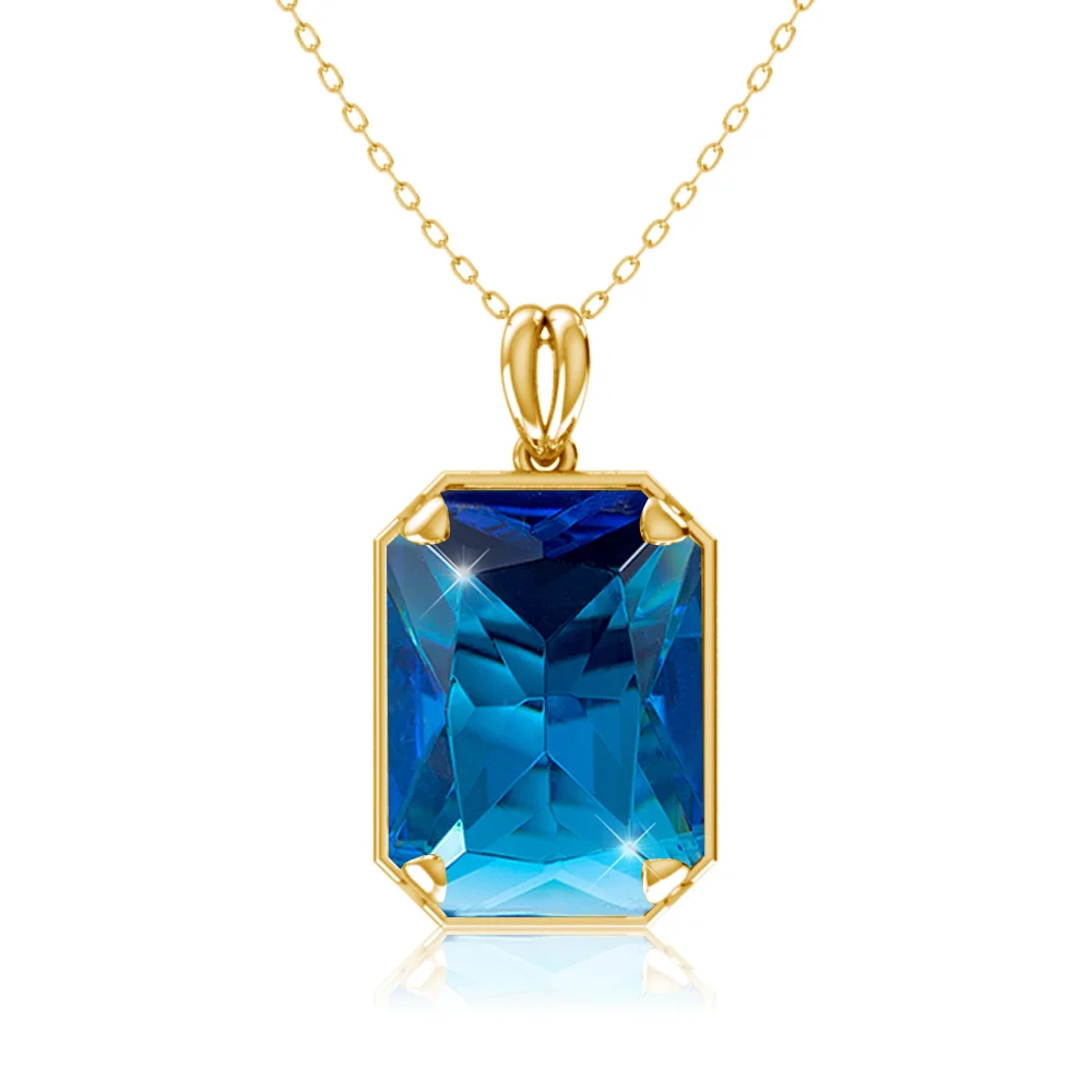 

Jewelry Women 18k Plated Gold Fashion Sterling Silver Pendants for Necklace Gemstone Blue Topaz Pendants