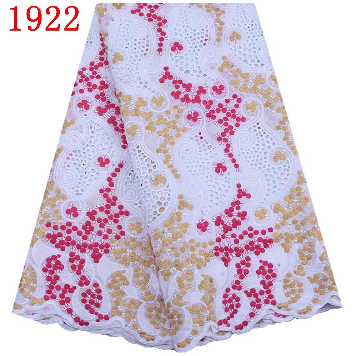 

Hot Selling African Swiss Voile Cotton Lace Embroidery 100% Voile Lace Dry Cotton Tulle Lace With Beads 1922