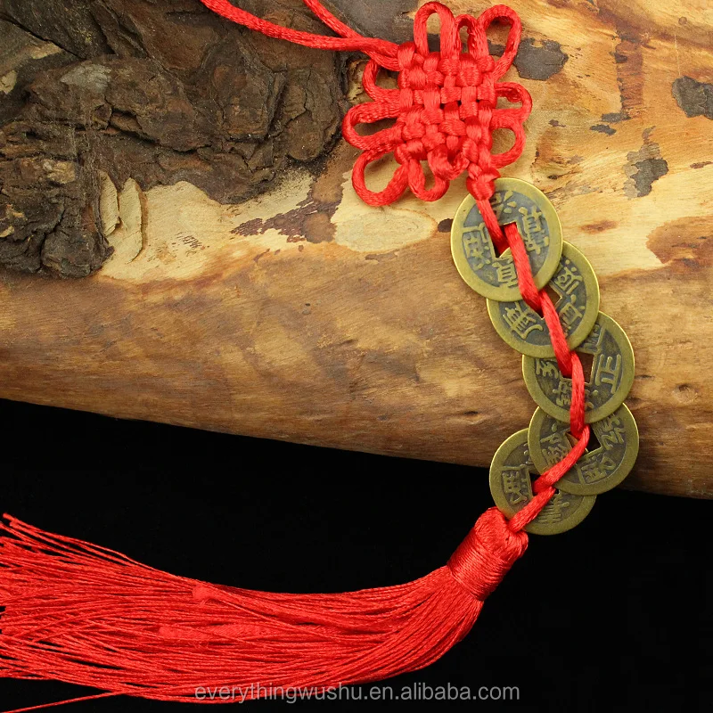 Worldwide Free Shipping Chinese Knot Lucky Coins Feng Shui Coins Chinese Feng Shui Red Of Knot Six Ancient Coins