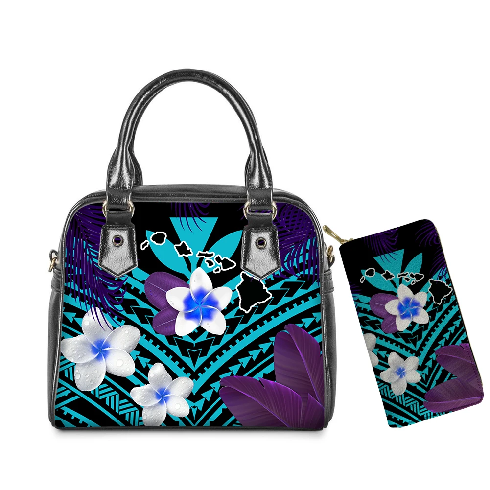 

Polynesian Floral Tribal Pattern sac a main en cuir femme bandoulliere sac a main luxe de femme handbag set