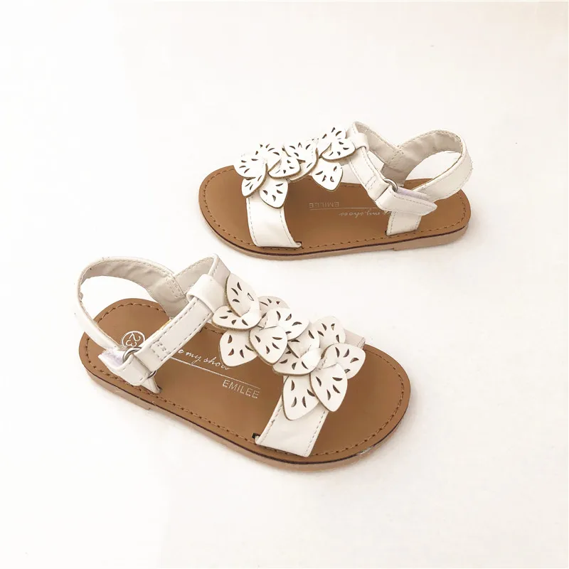 

Girls casual white flower sandals for summer
