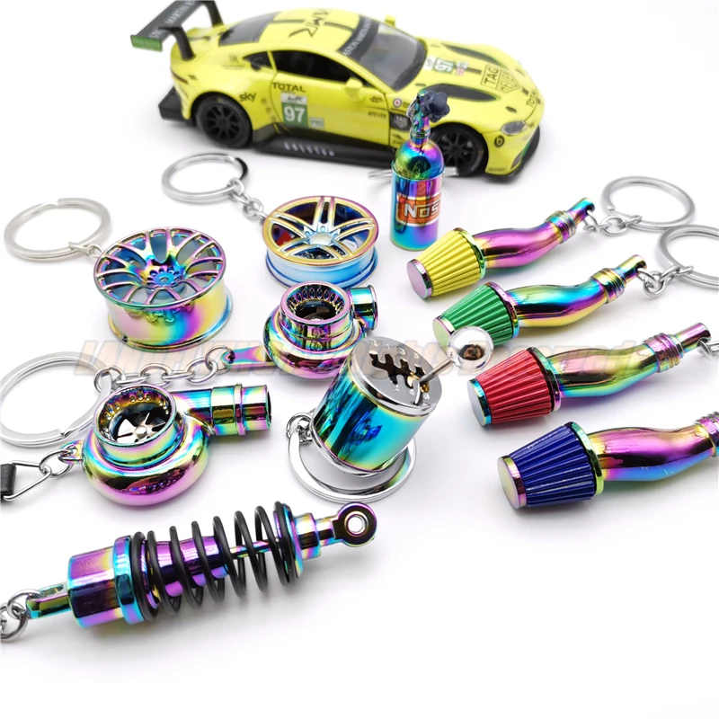 

Neo Rainbow Color Alloy Metal Car Parts Tuning Racing Keychain