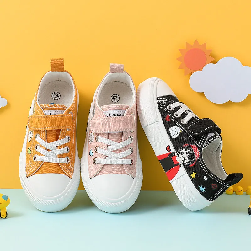 

20295-1 HUANQIU babaya simple style light and convenient casual flat kids canvas shoes, Picture color