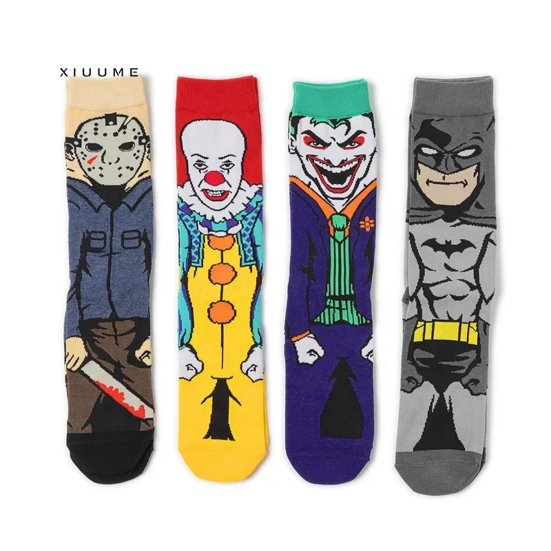 

New popular fashion comics cotton teen tube crazy designer marvel mens funny cartoon socks