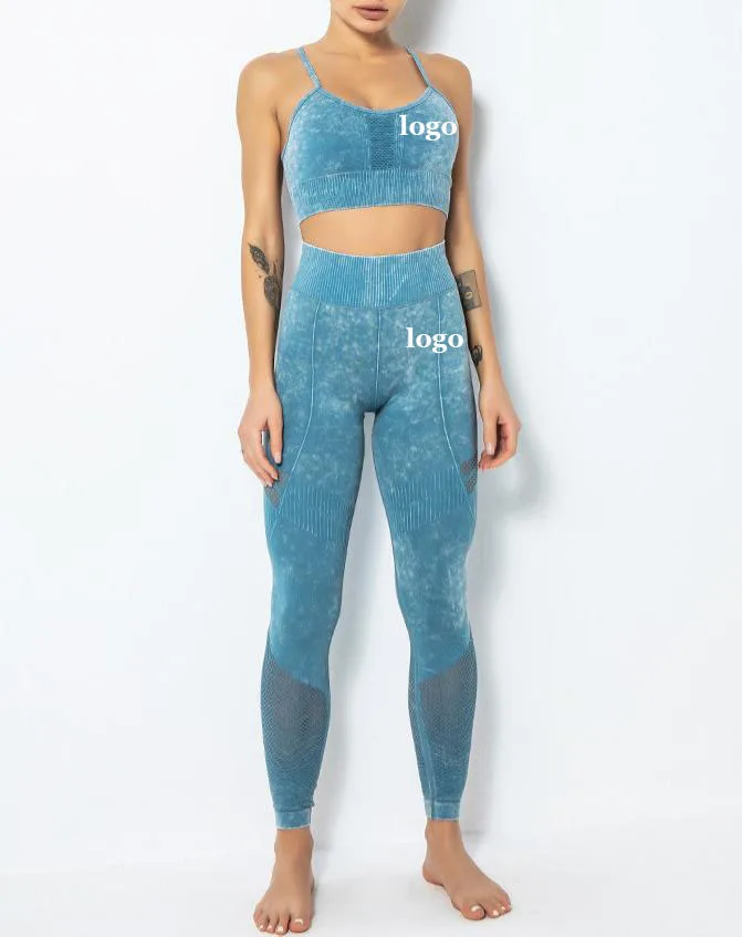 

2022 fast shipping low moq solid color sportswear high waist crossing sports top set