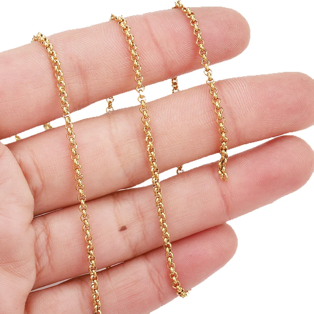 

50 meters per roll DIY craft make necklace chain clavicle ROLO chain stainless steel gold plated ROLO chain