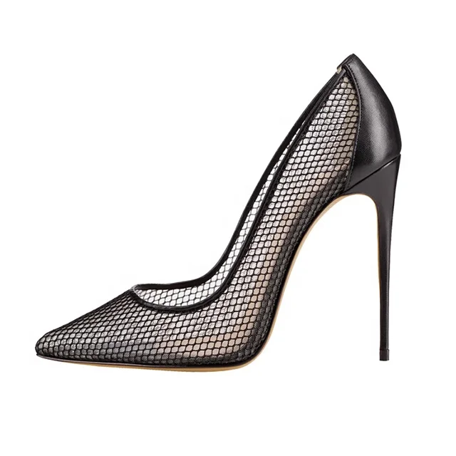 

Pointed Toe Mesh Hollow Large Size Women's Single Shoes 12 Cm Stiletto High Heel Office Shoes Shallow Mouth Party Shoes