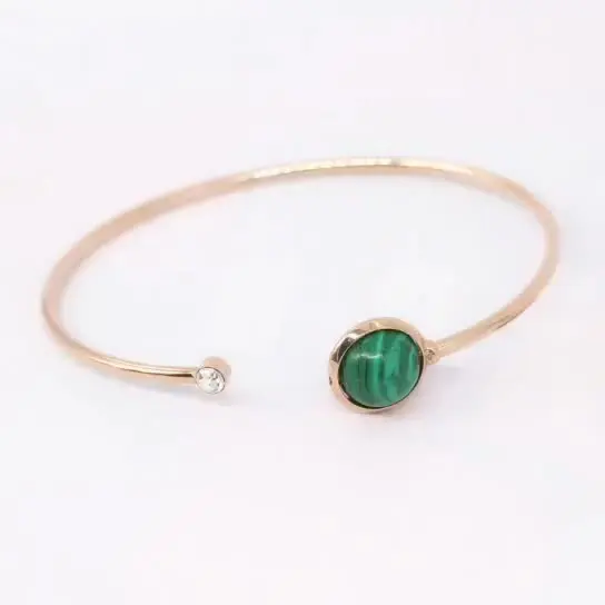 

2020 New Retro Fashion Green Malachite with crystal Ladies Bracelets & Bangles Rhinestone Jewelry Circle Bar Bracelet For Women