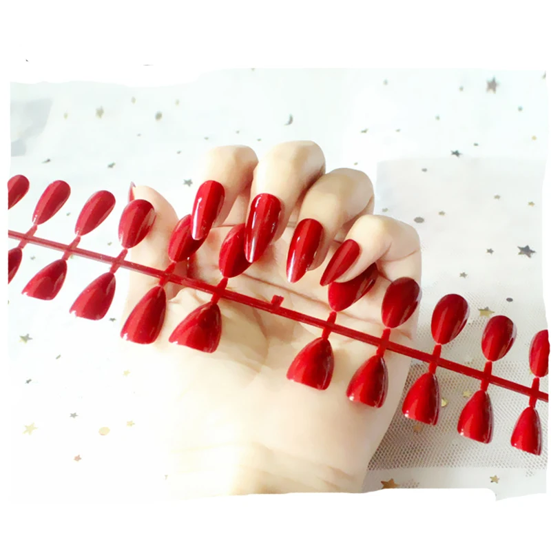 

24pcs medium Press on Nails Ballerina shape Full Cover Nail Tips Acrylic False Gel Nails, Multi color