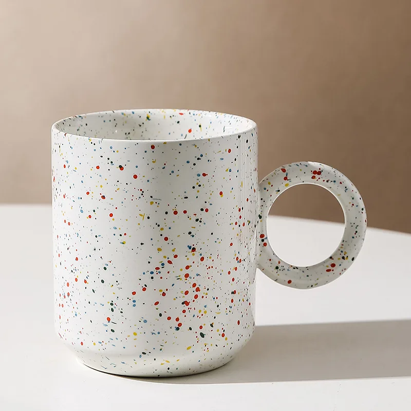

Creative design colorful speckled mug modern couple mug design custom color ceramic coffee mug, Customized color